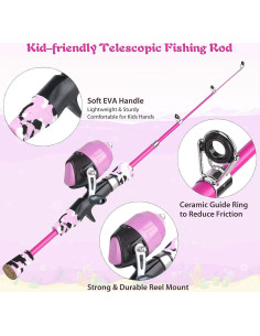 Caña de Pescar Telescópica Milerong 1.2m para Niños Rosa 2