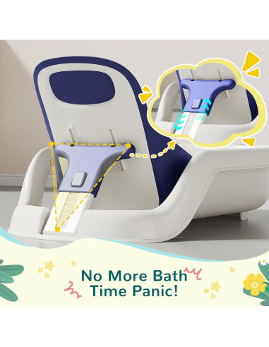 Bañera para Bebés 5 en 1 Azul con Termómetro y Reclinación