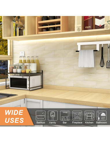 Azulejos Autoadhesivos VAOVI Beige 16 Piezas 3D 100x300mm