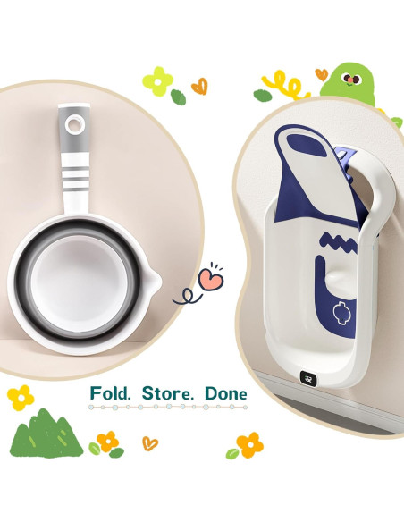 Bañera para Bebés 5 en 1 Azul con Termómetro y Reclinación