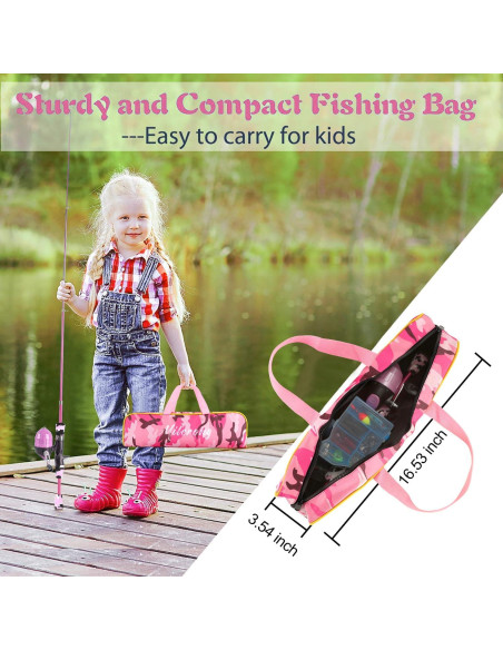 Caña de Pescar Telescópica Milerong 1.2m para Niños Rosa