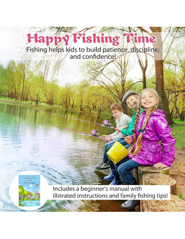 Caña de Pescar Telescópica Milerong 1.2m para Niños Rosa