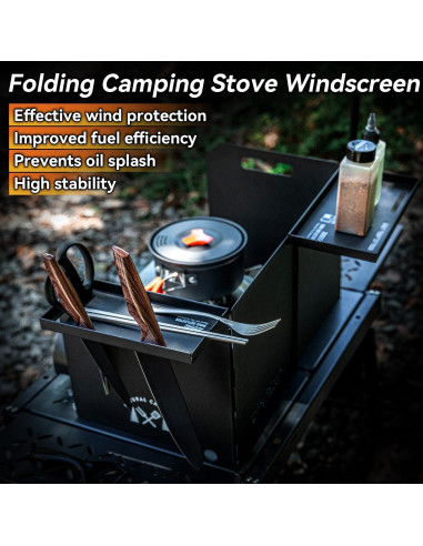 Paravientos Plegable HIKEMAN para Estufa de Camping 45x25cm