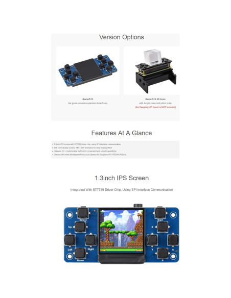 Consola de Juego LCD 1.3" GamePi13 para Raspberry Pi ST7789