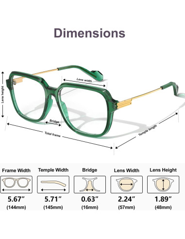 Gafas Bloqueo Luz Azul VISOONE Ryan Cuadradas TR90 Verde Albahaca