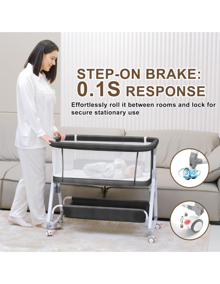 Cuna de lado para bebé Donpemu 3 en 1 ajustable negra