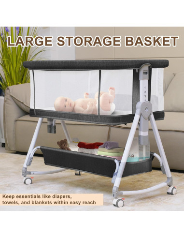 Cuna de lado para bebé Donpemu 3 en 1 ajustable negra