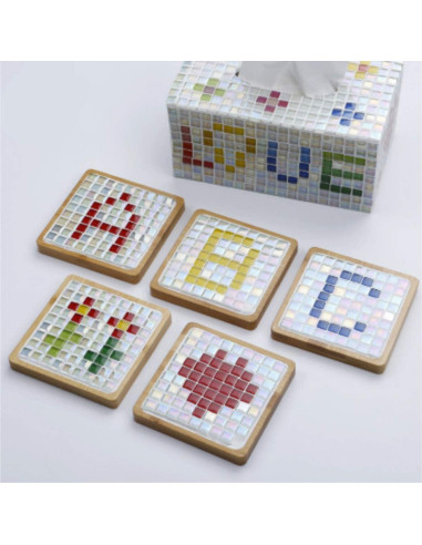 Azulejos de Mosaico de Cristal BTMIEY 200pcs Blanco 1x1cm