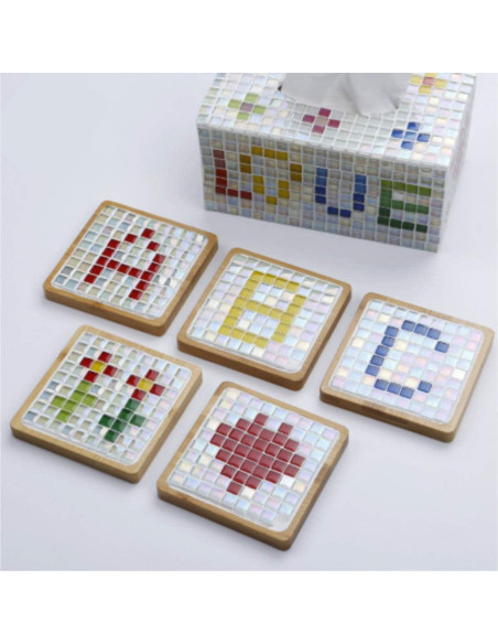 Azulejos de Mosaico de Cristal BTMIEY 200pcs Blanco 1x1cm