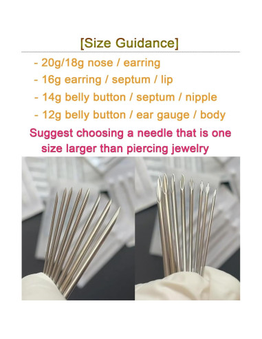 Kit de Agujas para Piercing QWALIT - 5 Tamaños 12G a 20G