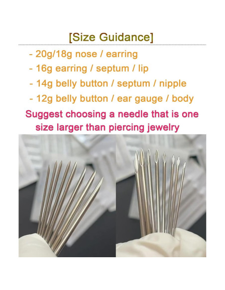 Kit de Agujas para Piercing QWALIT - 5 Tamaños 12G a 20G Kit de Agujas para Piercing QWALIT - 5 Tamaños 12G a 20G