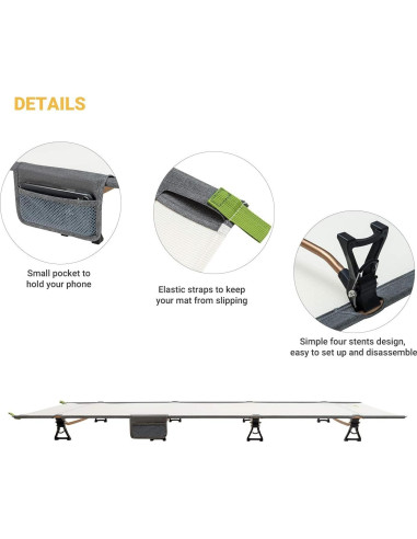 Cama Plegable Ultraligera ATEPA Beige 190.5x63.5cm 1.9kg