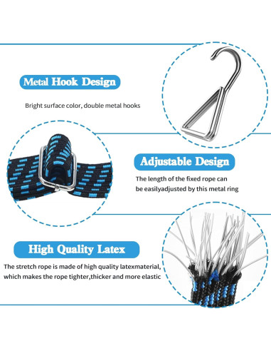 Cuerdas Bungee Ajustables MILLAY 200 cm 4 Piezas Alta Resistencia