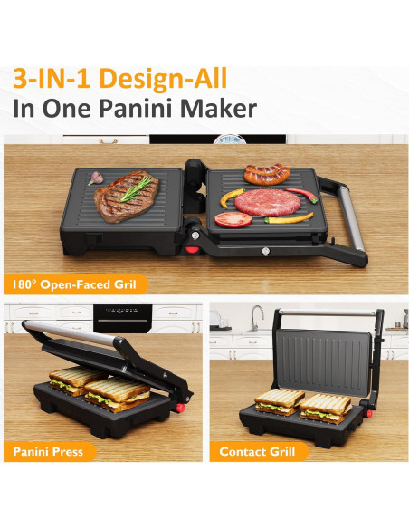 Prensa para Panini Sunvivi 1000W con Placas Antiadhesivas