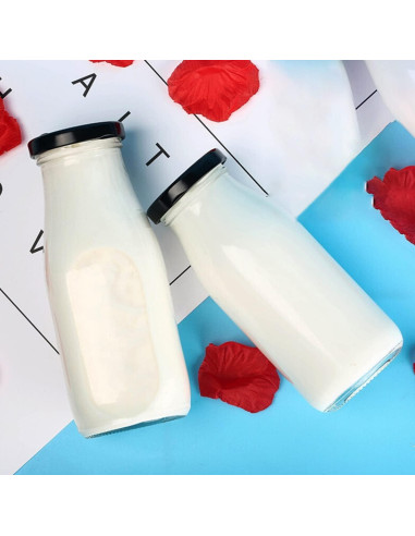 Botellas de vidrio QAPPDA 350ml con tapa negra hermética - Set 20