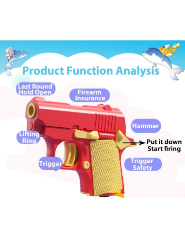 Juguetes Antiestrés Pistola 1911 3D Poveyan - 4 Piezas
