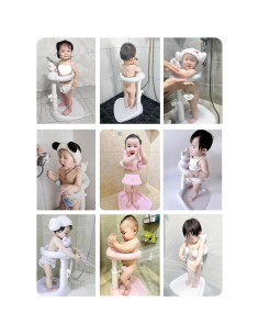 Soporte de Ducha para Bebés Ajustable Antideslizante Oso Gris 2