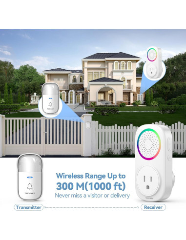 Timbre Inalámbrico Autopropulsado TECKNET - 60 Melodías, IP66