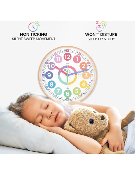 Reloj de Aprendizaje Silencioso 10" Oyster&Pop Pastel