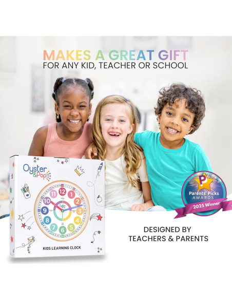 Reloj de Aprendizaje Silencioso 10" Oyster&Pop Pastel