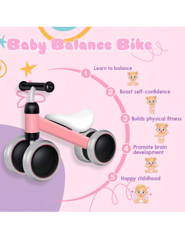 Bicicleta de Equilibrio Bounce Master Rosa para Bebés 10-24 Meses