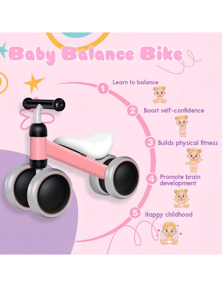 Bicicleta de Equilibrio Bounce Master Rosa para Bebés 10-24 Meses
