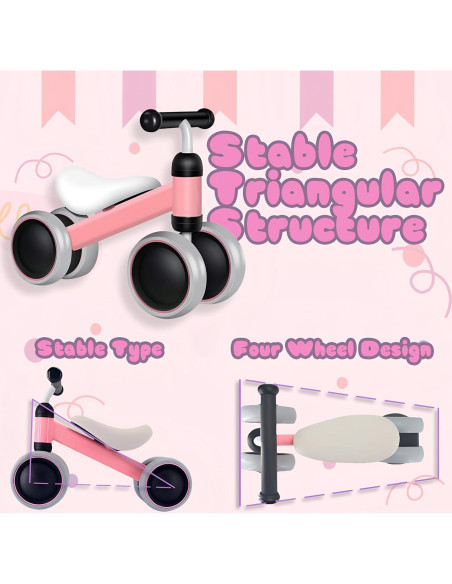 Bicicleta de Equilibrio Bounce Master Rosa para Bebés 10-24 Meses