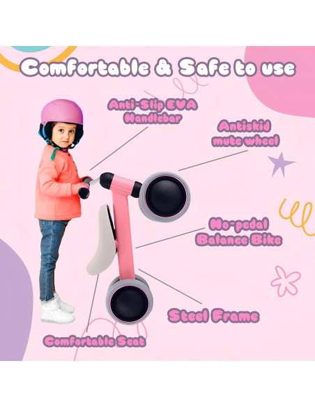 Bicicleta de Equilibrio Bounce Master Rosa para Bebés 10-24 Meses