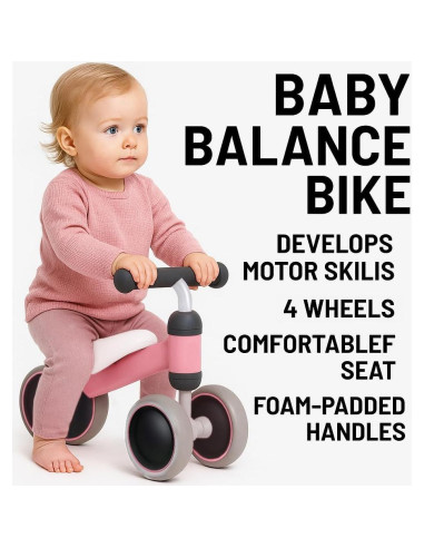 Bicicleta de Equilibrio Bounce Master Rosa para Bebés 10-24 Meses