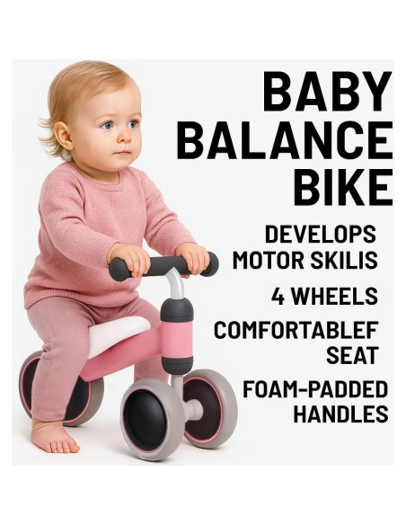 Bicicleta de Equilibrio Bounce Master Rosa para Bebés 10-24 Meses