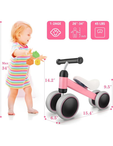 Bicicleta de Equilibrio Bounce Master Rosa para Bebés 10-24 Meses
