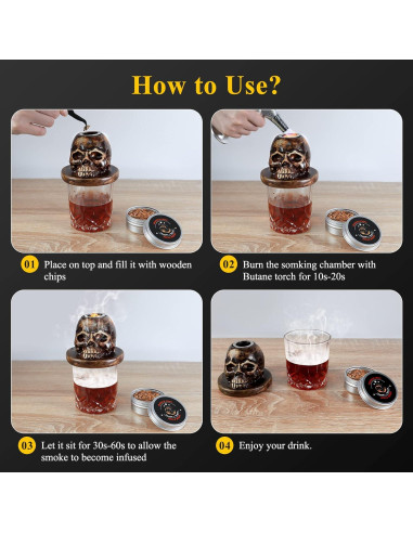 Kit de Ahumador de Cócteles iTayga con Soplete y 4 Sabores