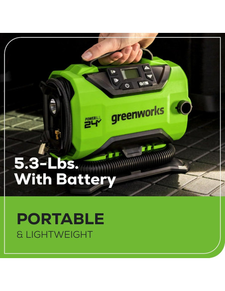 Inflador de Neumáticos Inalámbrico Greenworks 24V 160 PSI