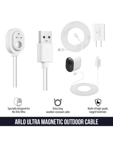 Cable de carga exterior 1.8m Wasserstein para Arlo Ultra/Pro 3-5s