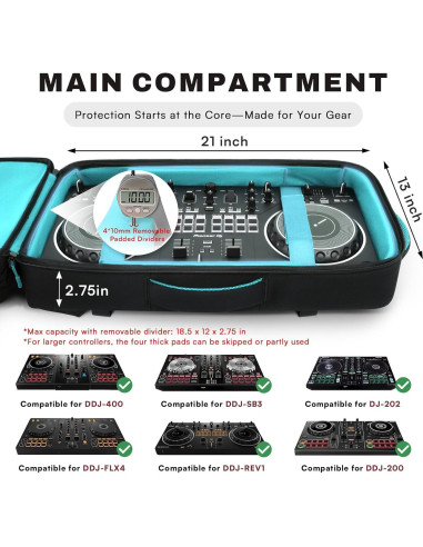 Bolsa DJ Aurotier para DDJ-FLX4/200/400/REV1, 17" Laptop