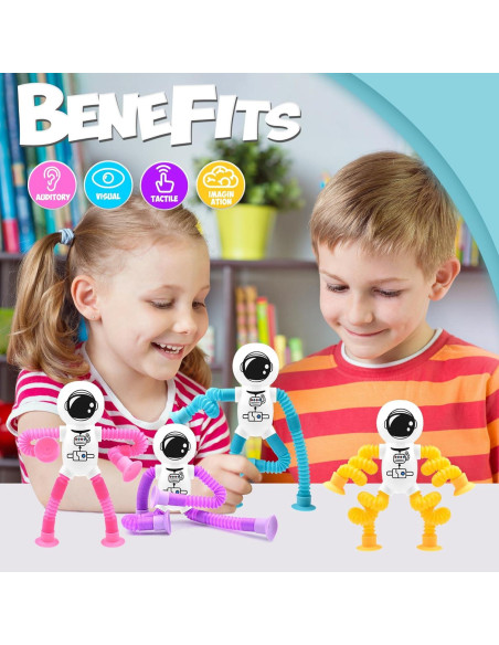 4 Juguetes Astronauta con Ventosa Telescópica Yrissmiss