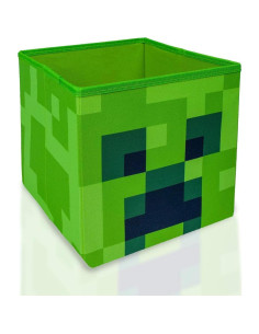 Cubo de Almacenamiento Creeper Minecraft 25.4 cm Verde Plegable 2