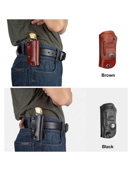 Funda de Cuero GUN & FLOWER para Cuchillo Buck 110/112 Negra