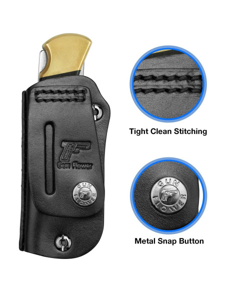 Funda de Cuero GUN & FLOWER para Cuchillo Buck 110/112 Negra