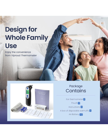 Termómetro de oído digital Viproud para bebés y adultos, 1s