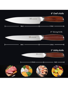 Juego de cuchillos de cocina Howashin 3 piezas acero inoxidable 2