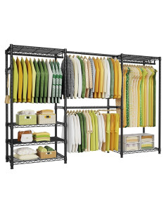 Soporte de Ropa Ulif E1 Ajustable 6 Estantes Metal Negro