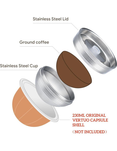 Cápsula de café reutilizable BENFUCHEN para Vertuo Next 230ml