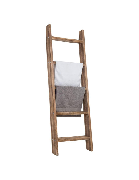 Escalera de Manta MyGift de Madera Quemada 137 cm 5 Niveles