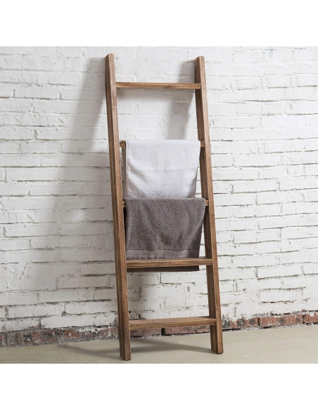Escalera de Manta MyGift de Madera Quemada 137 cm 5 Niveles