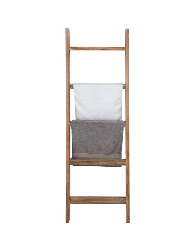 Escalera de Manta MyGift de Madera Quemada 137 cm 5 Niveles