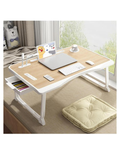 Mesa Plegable para Laptop SIDIANBAN Amarilla con USB y Cajón