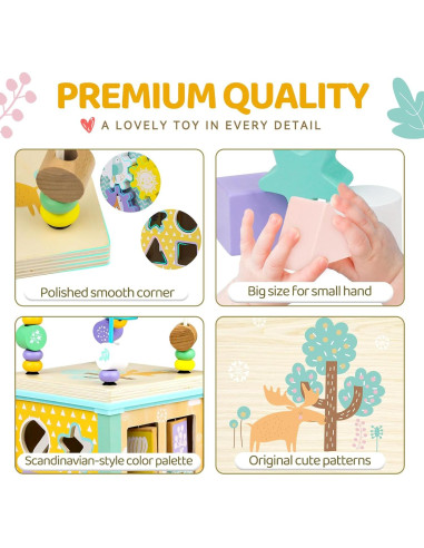 Cubo de Actividad de Madera Airlab para Bebés 1-3 Años
