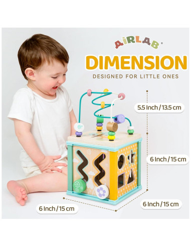 Cubo de Actividad de Madera Airlab para Bebés 1-3 Años