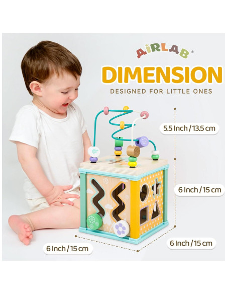 Cubo de Actividad de Madera Airlab para Bebés 1-3 Años